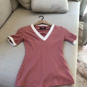 Reformation pink v neck tee